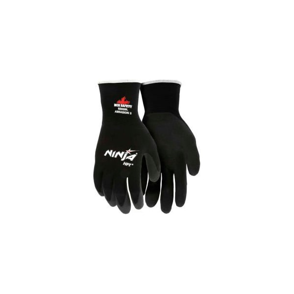 Mcr Safety N9699L Ninja HPT PVC Coated Nylon Gloves, 15 Gauge, Large, Black N9699L - main